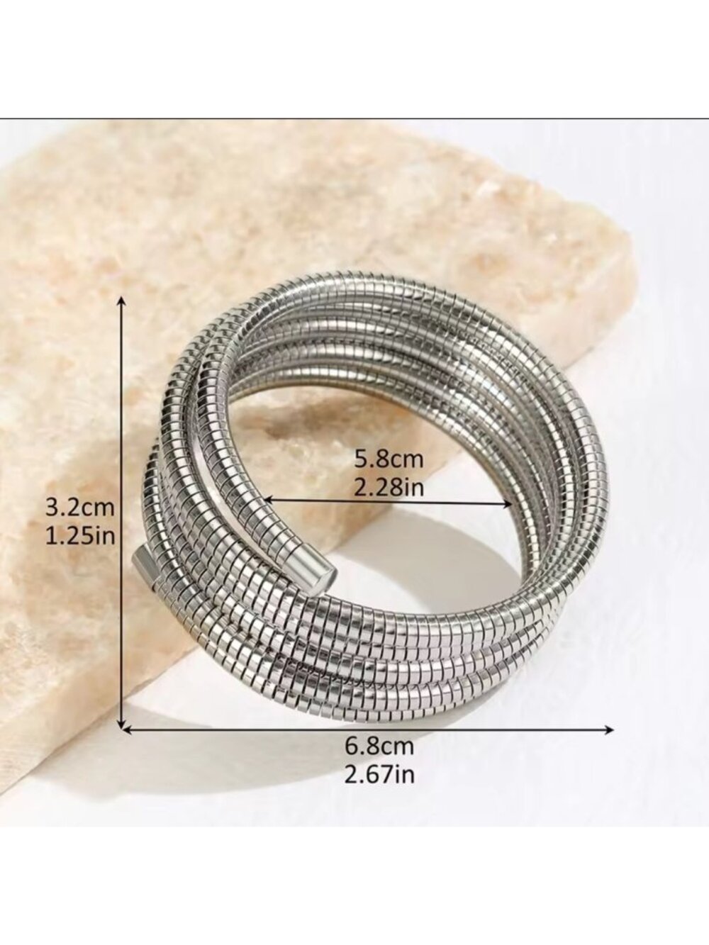 Minimalist Silver Spiral Cuff Bracelet - Picture 5 of 8